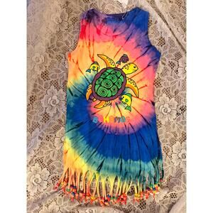 Tie Dye tank top with Turtle juniors petite/S/XS